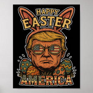 Póster Conejo de Pascua Feliz de Trump Caza de Huevos de 