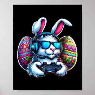 Póster Conejo de Pascua Feliz Día de Pascua Videojuego pa