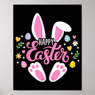 Póster Conejo de Pascua feliz equipo de caza de huevos de