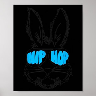 Póster Conejo de Pascua Feliz Hip Hop Cara con Gafas de S