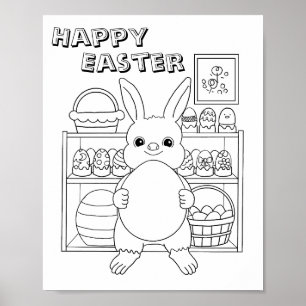 Póster Conejo de Pascua Huevo de Conejo Página para Color