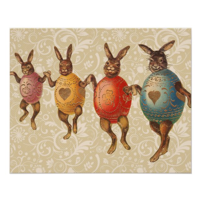 Póster Conejo de Pascua Huevos Bailando (Anverso)