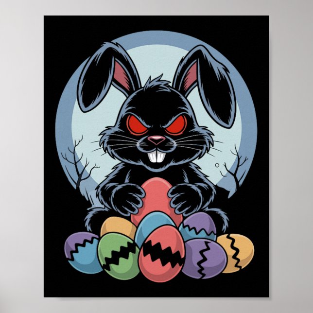 Póster Conejo de Pascua Malvado Conejo de Terror Ojos Roj (Frente)
