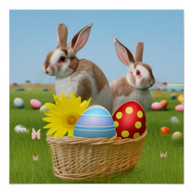 Póster Conejo de Pascua para un ánimo positivo (Anverso)