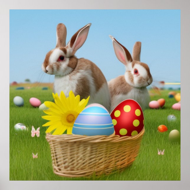 Póster Conejo de Pascua para un ánimo positivo (Frente)