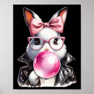 Póster Conejo de Pascua "Retro 50" con burbujas de gas 4