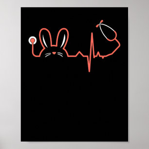 Póster Conejo de Pascua Stethoscope Enfermera Médica Rabb
