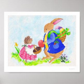 Póster conejo de Pascua y erizo Heddy