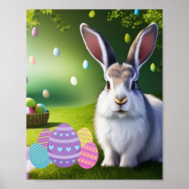 Póster Conejo de Pascua y Huevos (Frente)