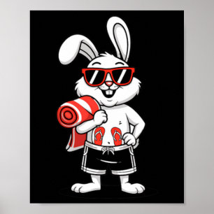 Póster Conejo de Playa Conejito Veraneante de Playa Veran
