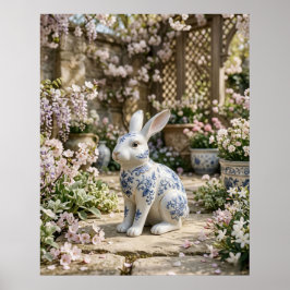 Póster Conejo de porcelana Flor de la calma