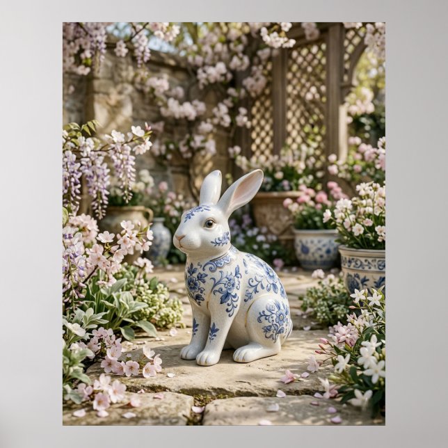 Póster Conejo de porcelana Flor de la calma (Frente)
