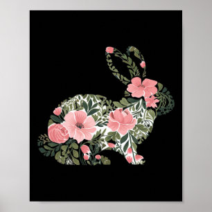 Póster Conejo de Primavera Floral de Semana Santa Conejo