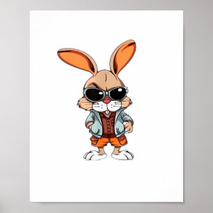 Póster Conejo de teñido con nudos signo de paz Hippie