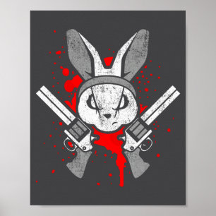 Póster Conejo de terror maligno divertido que dice regalo