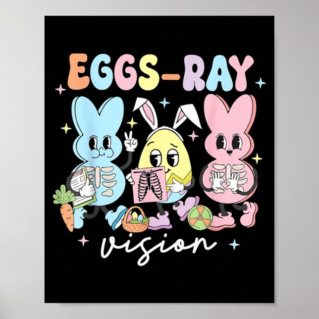 Póster Conejo de Visión Eggs-Ray Tecnólogo de Pascua Xray (Frente)