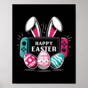 Póster Conejo del día feliz de Pascua Videojuegos Niños