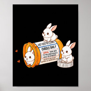 Póster Conejo Divertido Bunny Antidepresivo Zoo Chicos Ch