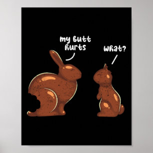 Póster Conejo divertido de Pascua Mi trasero duele Qué Gr