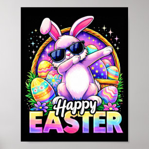 Póster Conejo divertido haciendo dab feliz pascua gafas d