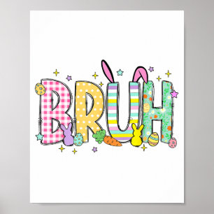 Póster Conejo divertido huevos de conejo felices Pascua t