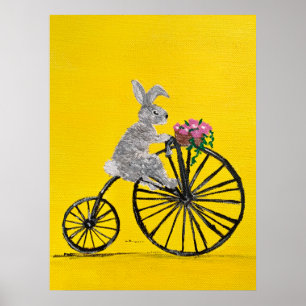 Póster Conejo en bicicleta
