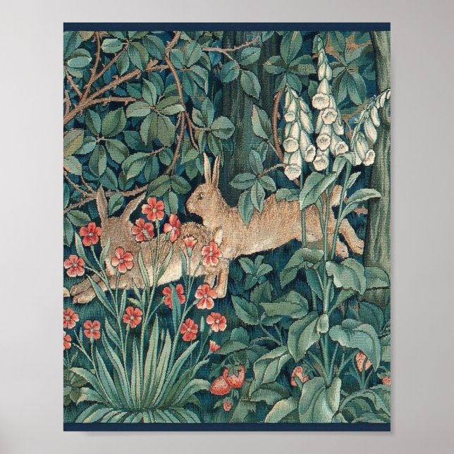 Póster Conejo En El Bosque - William Morris (Frente)