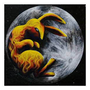 Póster Conejo en la luna