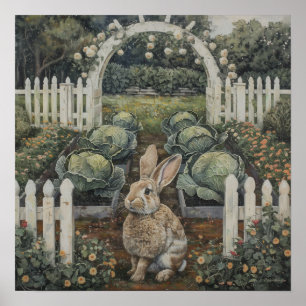 Póster Conejo En Parche De Basura Tema De Pascua