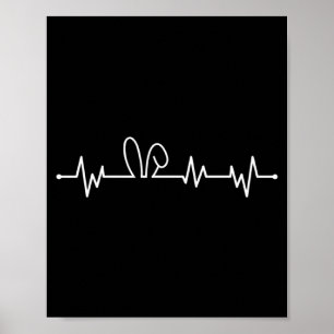 Póster Conejo escucha frecuencia ritmo cardíaco día de Pa