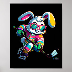 Póster Conejo Feliz de Pascua Hockey Conejo Hombres Mujer