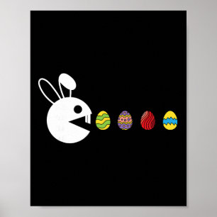 Póster Conejo Feliz Pascua Caza de Huevos Video-juego Jug