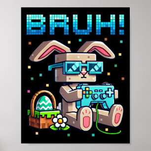 Póster Conejo Feliz Pascua Caza de Huevos Videojuegos Jug