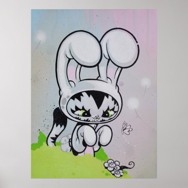 Póster Conejo Gatito Mariposa (Frente)