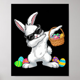Póster Conejo haciendo dabbing huevos de Pascua Día de Pa