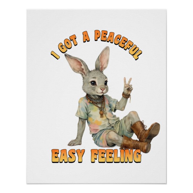Póster Conejo Hippie Boho con Sensación Pacífico y Relaja (Anverso)