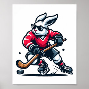 Póster Conejo Hockey sobre hielo Bunny Día de Pascua
