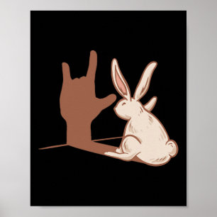 Póster Conejo Ily gesto de mano en LSA Pérdida auditiva C