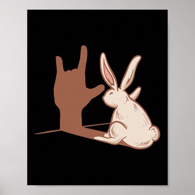 Póster Conejo Ily gesto de mano en LSA Pérdida auditiva C (Frente)