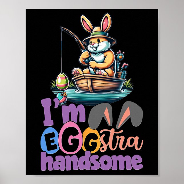 Póster Conejo Im Eggstra Guapo Pescando B Pez Pascua De (Frente)