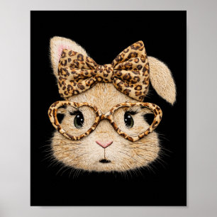 Póster Conejo Leopardo Coquette Retro Feliz Pascua