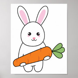 Póster conejo lindo con zanahoria