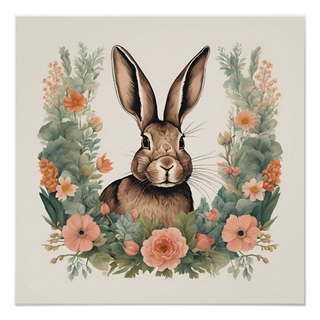 Póster Conejo lindo Cottagecore (Anverso)