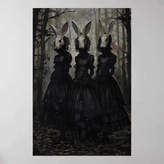 Póster Conejo místico en el bosque, conejo gótico de cult (Frente)