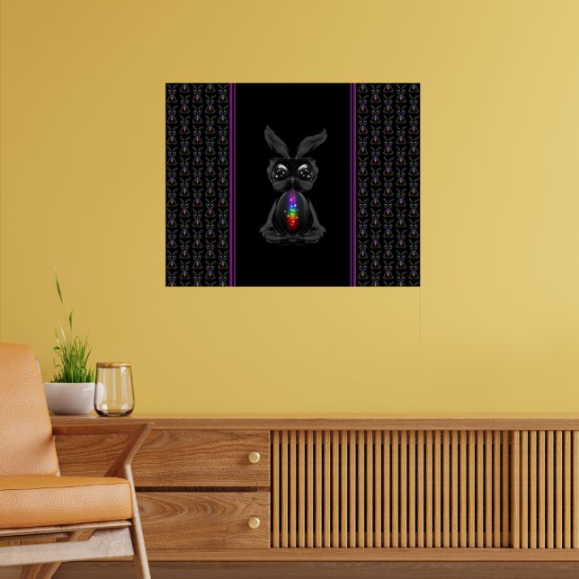 Póster Conejo negro lindo con alma arcoiris chakra (Salón 2)