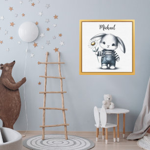 Póster Conejo Niño Caprichoso Con Nombre