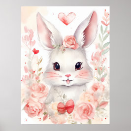 Póster Conejo pastel con ojos marrones y mejillas rosadas