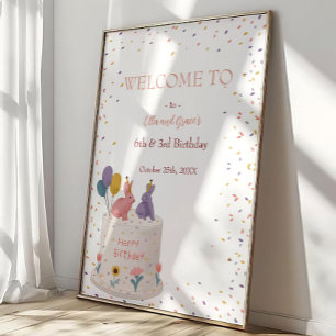 Póster Conejo Pastel Cumpleaños Conjunta para Hermana Her