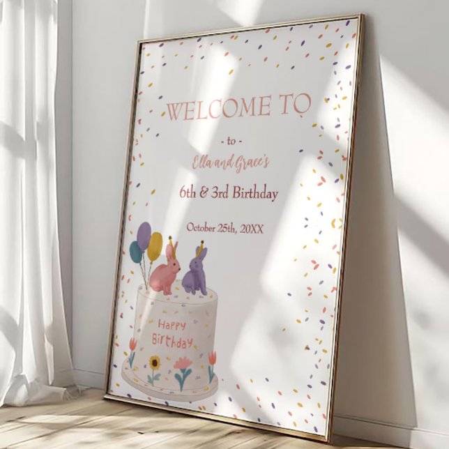 Póster Conejo Pastel Cumpleaños Conjunta para Hermana Her (Subido por el creador)
