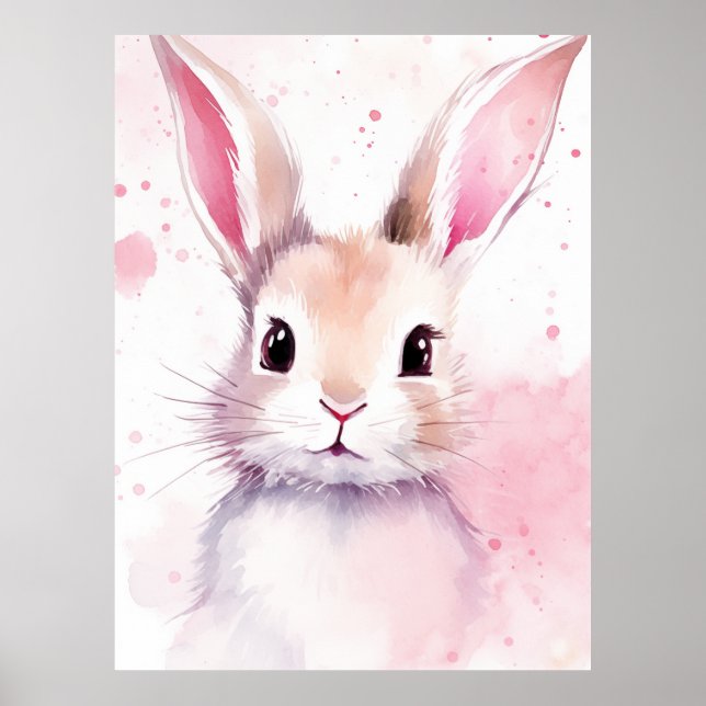 Póster Conejo Pastel lindo Rosa (Frente)